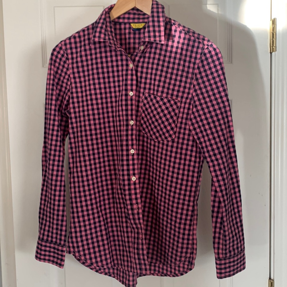 Prince & Fox pink and navy size small gingham button down
